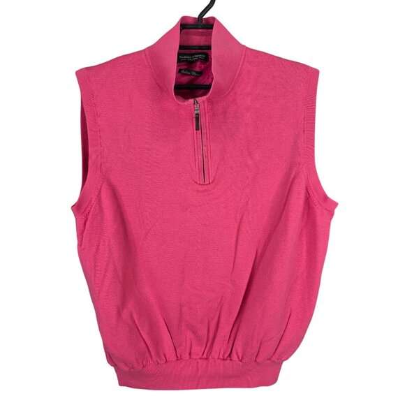 Fairway & Greene Jackets & Blazers - Womens Fairway & Greene Pink Italian Merino Wool Blend 1/4 Zip Sweater Vest XL